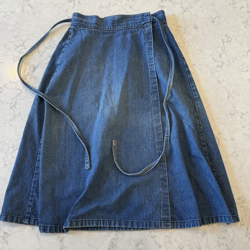 VTG 70s Peerless Of Boston Denim Wrap Midi Skirt • RARE • Modern Size 0-2